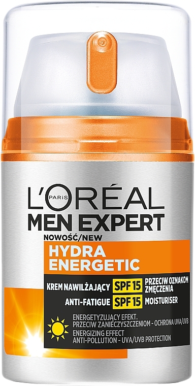 Nawilżający krem ​​do twarzy przeciw zmęczeniu - L'Oreal Paris Men Expert Hydra Energetic Anti-Fatigue SPF15 Moisturiser — Zdjęcie N1