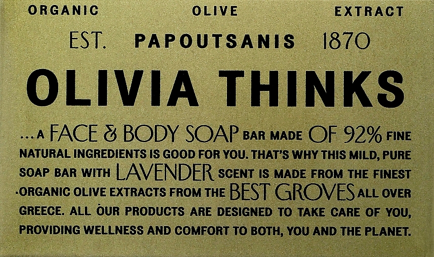 Mydło do twarzy i ciała - Papoutsanis Olivia Thinks Face & Body Soap Bar — Zdjęcie N1