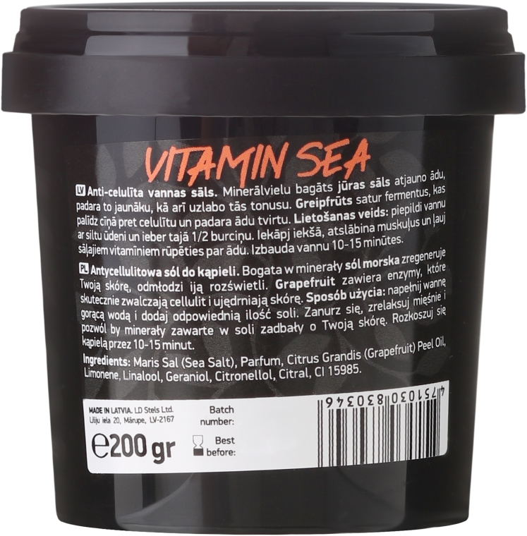 Antycellulitowa sól morska do kąpieli z olejkiem grejpfrutowym - Beauty Jar Vitamin Sea Anticellulite Bath Salt — Zdjęcie N3