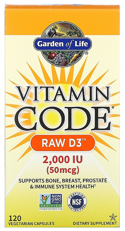 Suplement diety - Garden of Life Vitamin Code Raw D3, 50 mcg — Zdjęcie N6