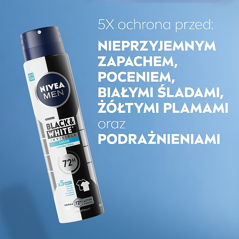 Antyperspirant w sprayu dla mężczyzn - NIVEA MEN Black & White Invisible Fresh — Zdjęcie N5