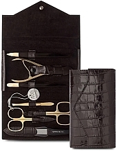 Zestaw do manicure 7 elementów, brązowy - Nippes Solingen Manicure Set Croco 1097 — Zdjęcie N1