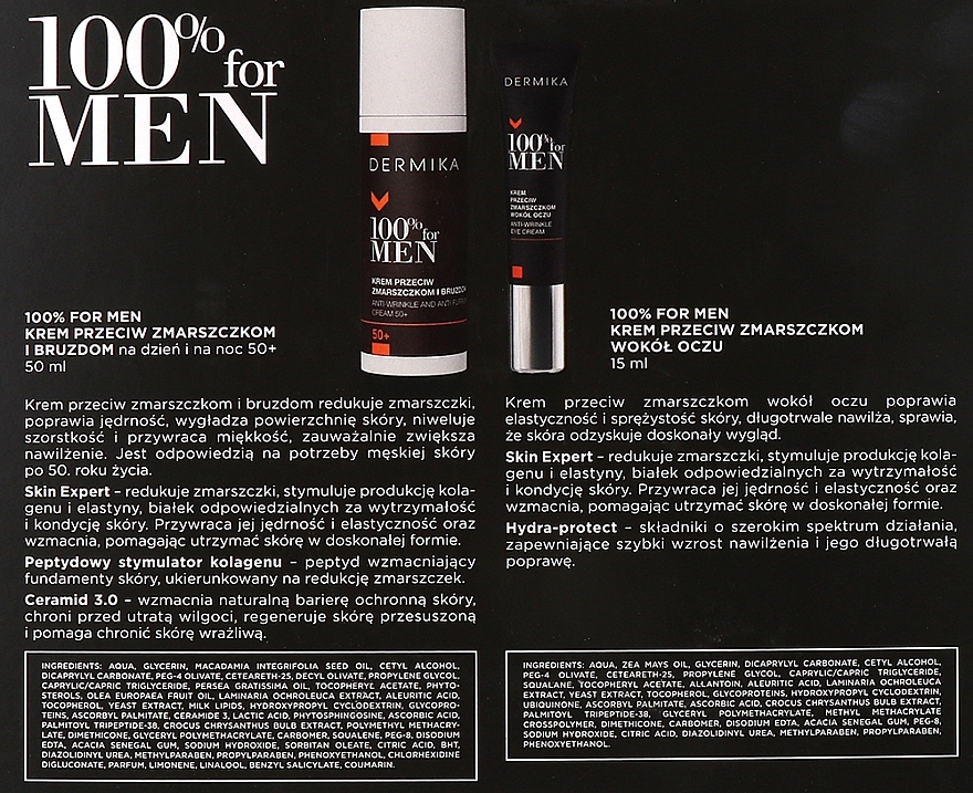 Zestaw dla mężczyzn - Dermika 100% For Men (f/cr 50 ml + eye/cr 15 ml) — Zdjęcie N3