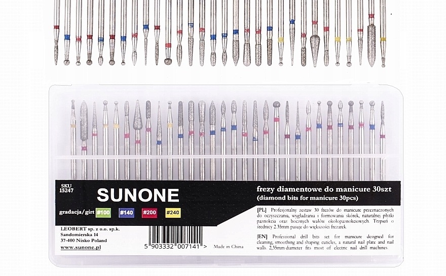 Zestaw diamentowych frezów do manicure, 30 szt - Sunone Diamond Nail Drill Set — Zdjęcie N1