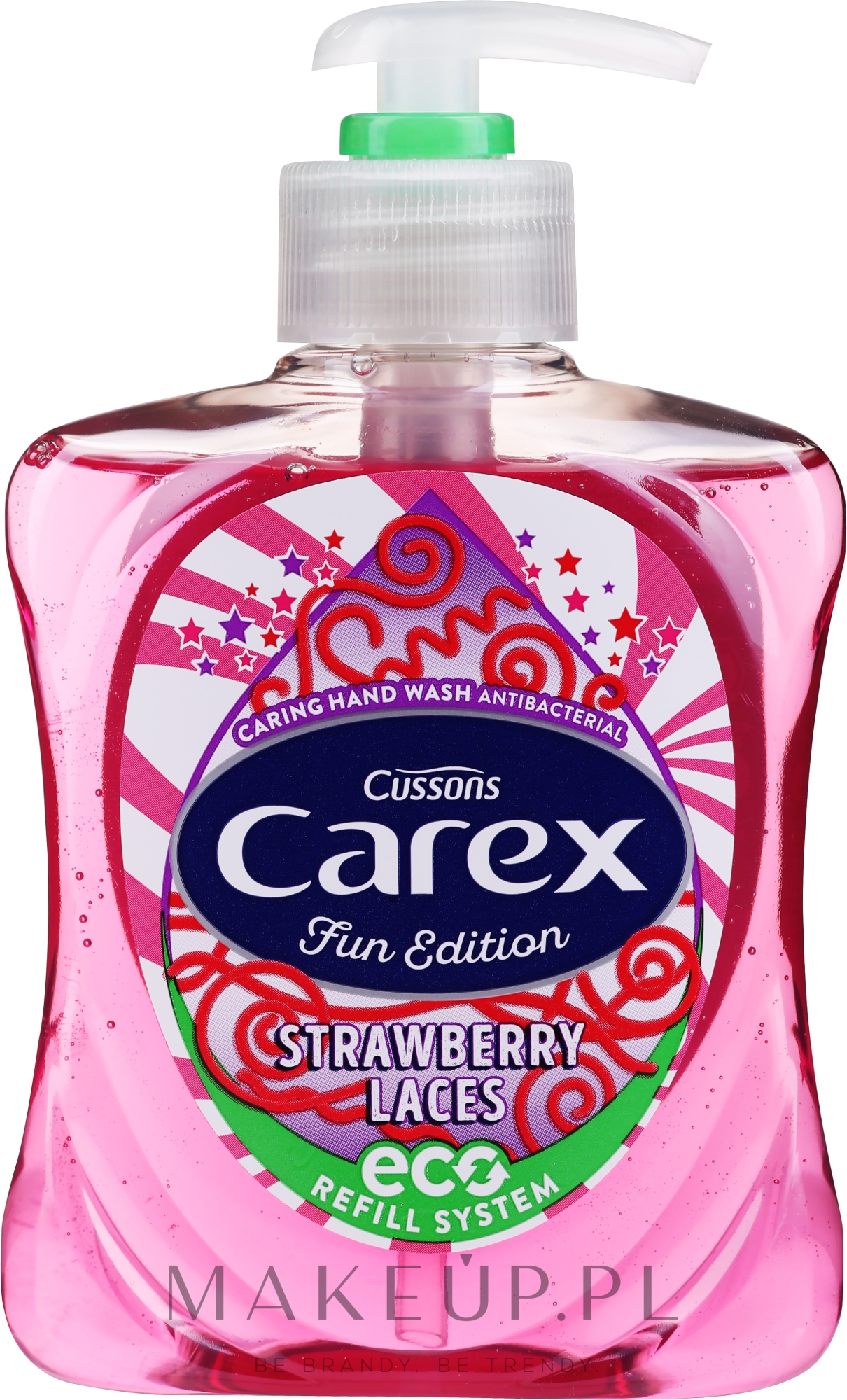 Antybakteryjne mydło w płynie do rąk o zapachu żelków truskawkowych - Carex Strawberry Laces Handwash — Zdjęcie 250 ml