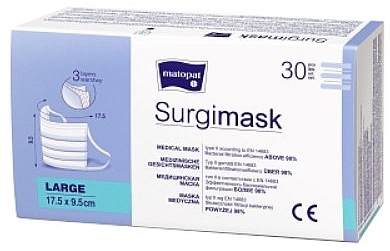 Niesterylna maska medyczna typu II Surgimask, 3-warstwowa L, 30 szt. - Matopat — Zdjęcie N1