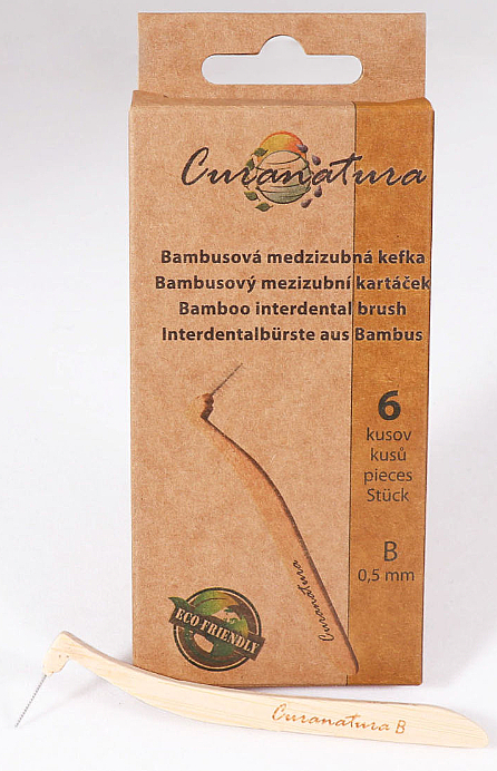 Bambusowe szczoteczki międzyzębowe, rozm. B (0,5 mm), 6 szt. - Curanatura Interdental Toothbrush — Zdjęcie N1