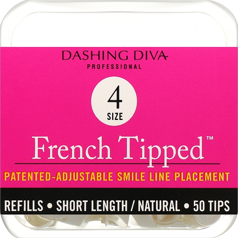 Tipsy krótkie naturalne French - Dashing Diva French Tipped Short Natural 50 Tips (Size 4) — Zdjęcie N1