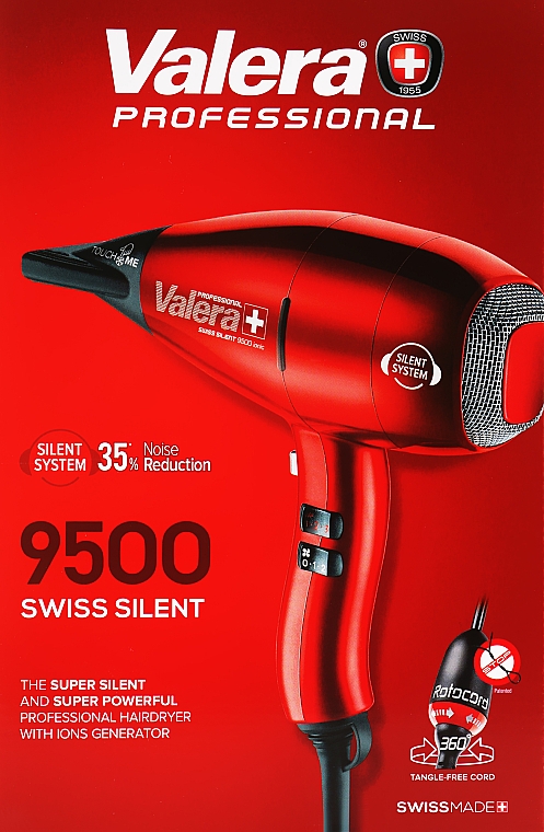 Profesjonalna suszarka do włosów SX9500YRC, czerwona - Valera Swiss Silent 9500 Ionic Rotocord — Zdjęcie N3