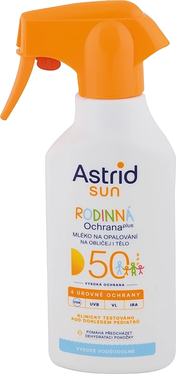 Mleczko do opalania w sprayu dla całej rodziny - Astrid Family Protection Plus Sun Lotion SPF 50 — Zdjęcie N1