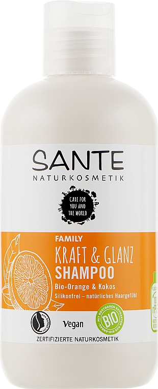 Bioszampon ujędrniający dla całej rodziny Pomarańcza i Kokos - Sante Family Kraft & Glanz Shampoo