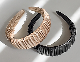 Opaska do włosów, czarna Fold Pattern - MAKEUP Hair Hoop Band Leather Black — Zdjęcie N4