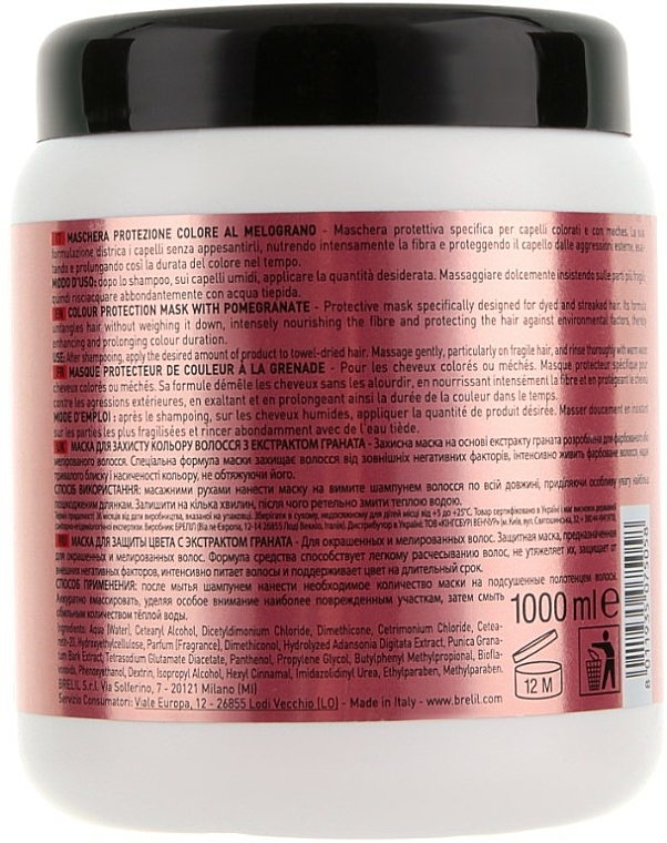 Maska chroniąca kolor włosów farbowanych z ekstraktem z granatu - Brelil Professional Numero Colour Protection Mask — Zdjęcie N4