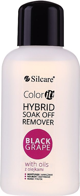 Płyn do usuwania lakieru hybrydowego z olejkami - Silcare Soak Off Remover Black Grape — Zdjęcie N1