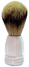 Szczotka do golenia z włosami borsuka, plastikowa, biała, owalna - Golddachs Silver Tip Badger Plastic White — Zdjęcie N1