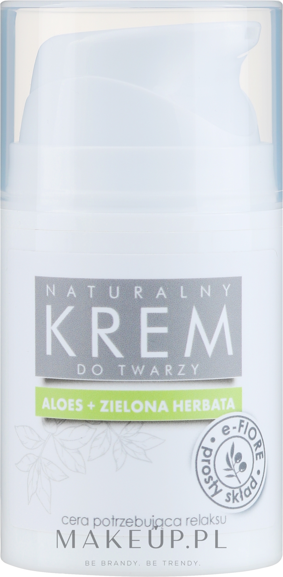 Naturalny krem do twarzy Aloes + zielona herbata - E-Fiore  — Zdjęcie 50 ml