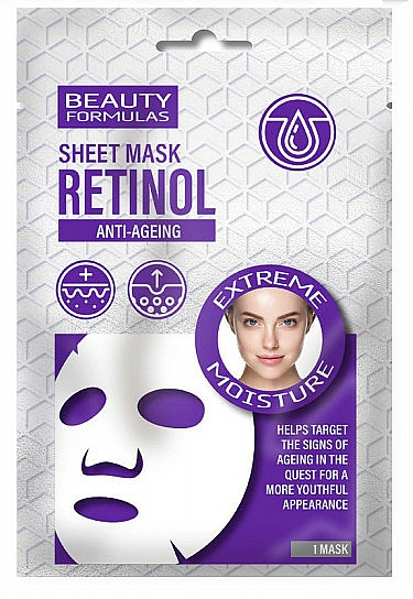 Przeciwstarzeniowa maseczka z retinolem do twarzy - Beauty Formulas Anti-Aging Sheet Mask Retinol  — Zdjęcie N1