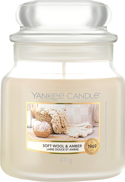 Świeca zapachowa w słoiku - Yankee Candle Soft Wool & Amber — Zdjęcie N1