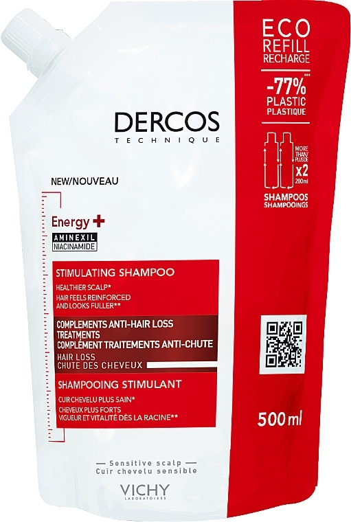 Tonizujący szampon przeciw wypadaniu włosów - Vichy Dercos Energy+ Stimulating Shampoo (uzupełnienie)  — Zdjęcie N1