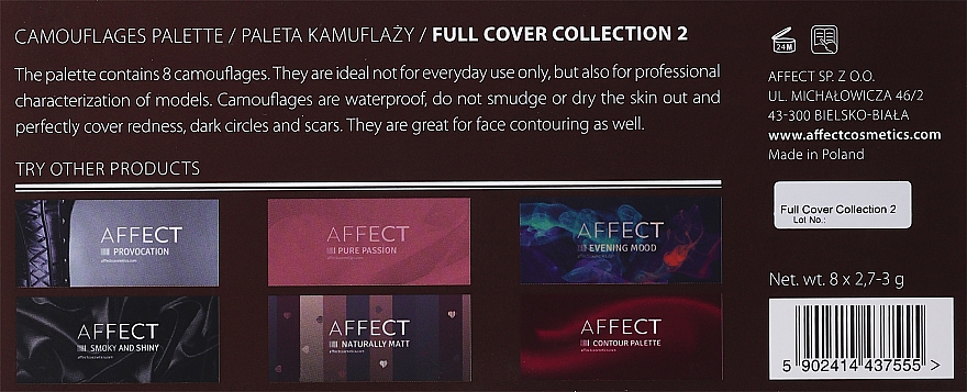 Paletka korektorów do twarzy - Affect Cosmetics Full Cover Collection 2 — Zdjęcie N3