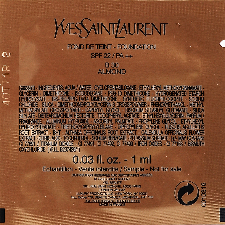 PREZENET! Podkład do twarzy - Yves Saint Laurent Le Teint Touche Eclat — Zdjęcie N2