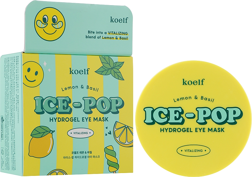 Hydrożelowe płatki pod oczy z cytryną i bazylią - Petitfee & Koelf Lemon & Basil Ice-Pop Hydrogel Eye Mask — Zdjęcie N2