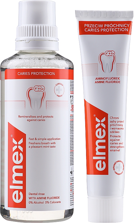 Zestaw - Elmex Mouthwash Carriers Protection (water 400 ml + toothpaste 75 ml) — Zdjęcie N2