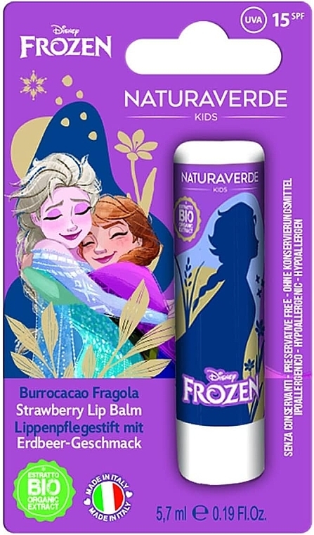 PRZECENA! Balsam do ust Cold Heart - Naturaverde Kids Disney Frozen Strawberry Lip Balm SPF15 * — Zdjęcie N1