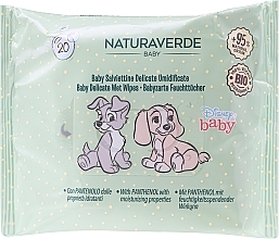 Chusteczki nawiilżane dla niemowląt, 20 szt., Zakochany Kundel - Naturaverde Baby Disney Bio Delicate Wipes Lady & The Tramp — Zdjęcie N1