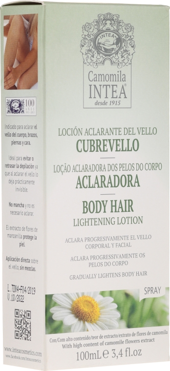Spray do rozjaśniania włosów na ciele z wyciągiem z rumianku - Intea Body Hair Lightening Spray With Natural Camomile Extract — Zdjęcie N1