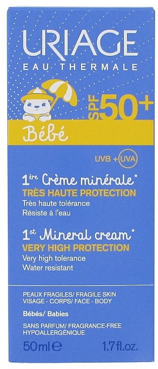 Przeciwsłoneczny krem dla dzieci SPF 50+ - Uriage Bébé 1st Mineral Cream — Zdjęcie N2