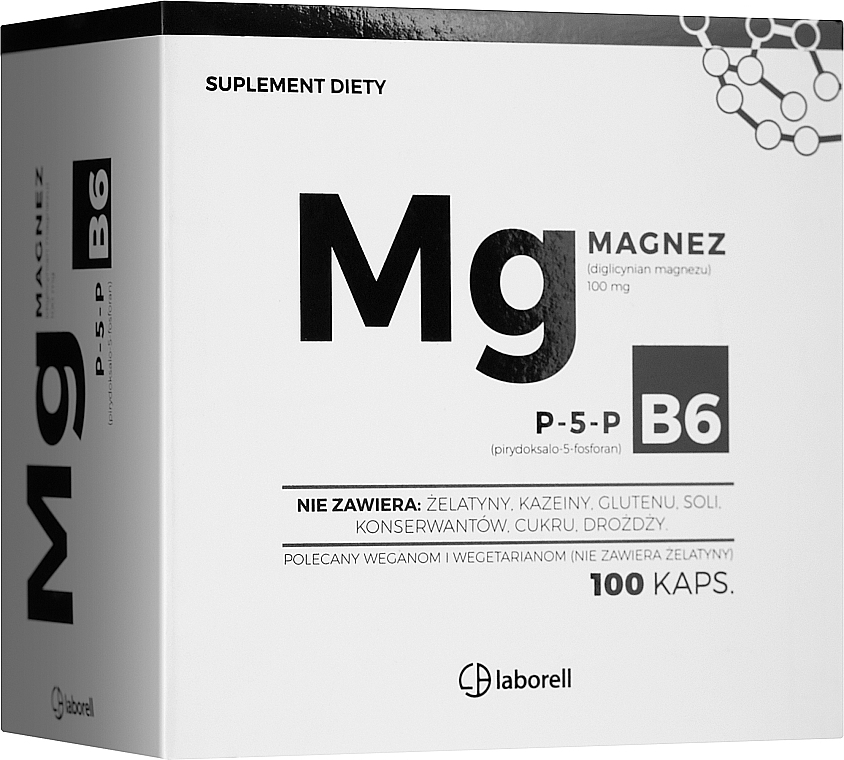 Witaminy magnez i witamina B6, w kapsułkach - Laborell — Zdjęcie N1