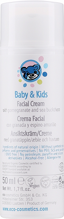 Krem do twarzy dla dzieci i niemowląt do skóry wrażliwej - Eco Cosmetics Baby & Kids