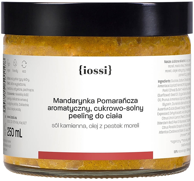 Cukrowy peeling do ciała z olejem z pestek moreli Mandarynka i pomarańcza - Iossi Body Scrub — Zdjęcie N1