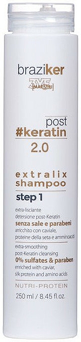 Wygładzający szampon po keratynowym prostowaniu włosów - Braziker Keratin Straightening Shampoo — Zdjęcie N1