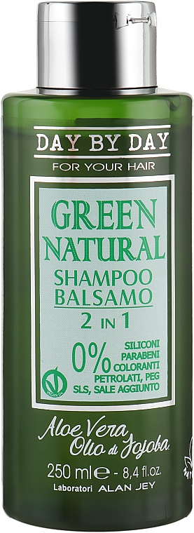 Szampon i balsam 2w1 z olejem jojoba i aloesem do każdego rodzaju włosów - Alan Jey Green Natural Shampoo-Balsam — Zdjęcie N1