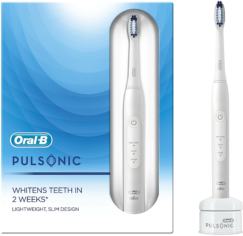 Elektryczna szczoteczka do zębów, biała - Oral-B Pulsonic SlimOne 2200 WH — Zdjęcie N1