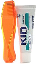Zestaw - Kin Travel Kit Orange Brush (toothpaste/25ml + toothbrush/1pcs + bag) — Zdjęcie N2