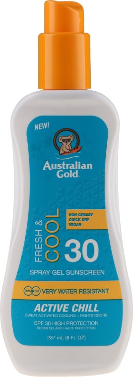 Chłodzący żel przeciwsłoneczny w sprayu SPF 30 - Australian Gold Active Chill Spray Gel Sunscreen — Zdjęcie N1