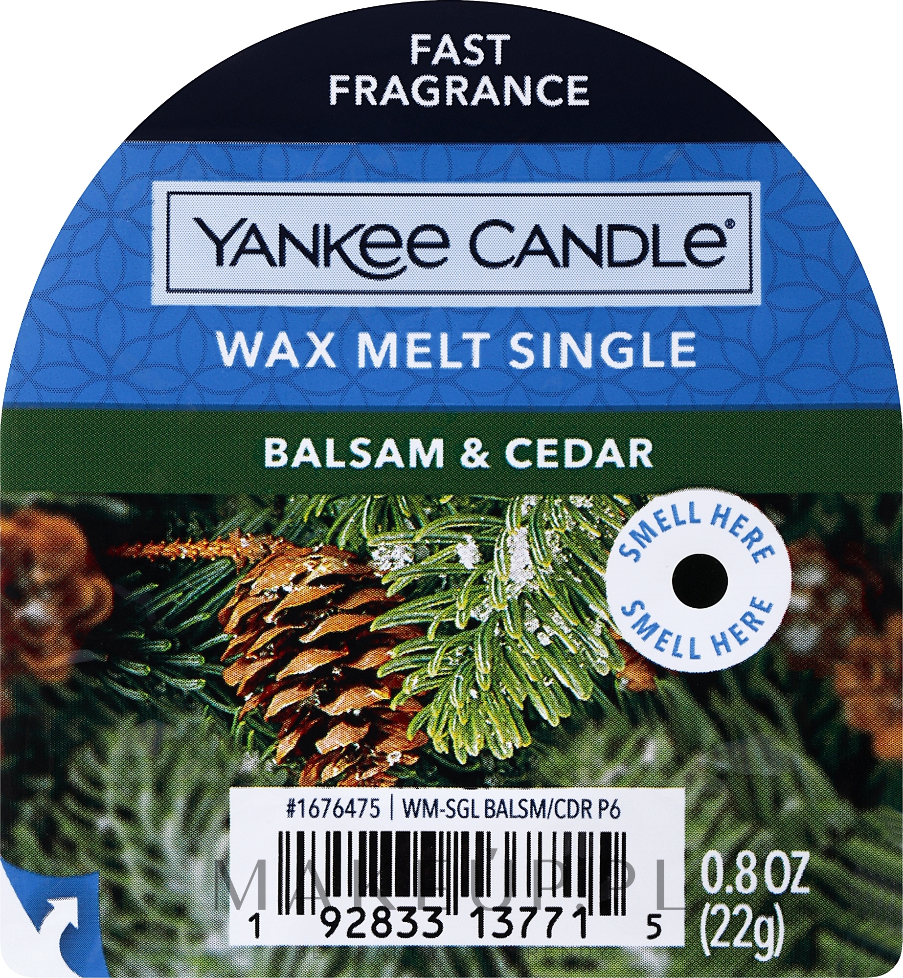Wosk zapachowy - Yankee Candle Balsam & Cedar Wax Melts — Zdjęcie 22 g
