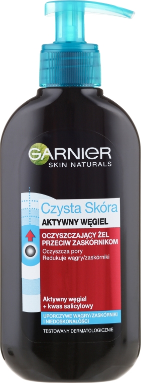 Oczyszczający żel z węglem aktywnym do cery ze skłonnością do powstawania wągrów i zaskórników - Garnier Skin Naturals Pure Skin Intensive Active Charcoal Gel