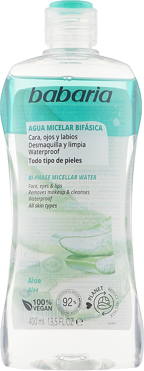 Dwufazowa woda micelarna do demakijażu z aloesem - Babaria Biphasic Aloe Micellar Water — Zdjęcie N1