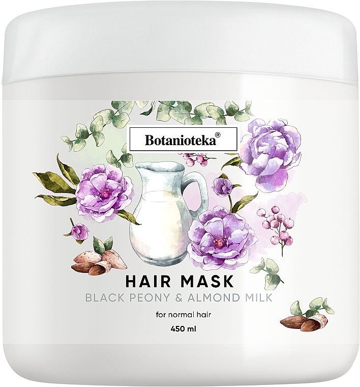 Maska do włosów normalnych Czarna piwonia i mleko migdałowe - Botanioteka Mask For Normal Hair