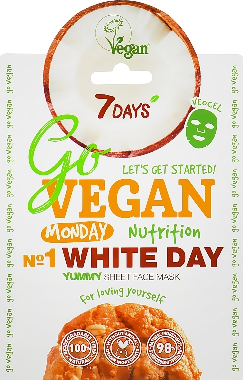 PREZENT! Odżywcza maseczka do twarzy z ekstraktem z kokosa i olejem owsianym - 7 Days Go Vegan Monday White Day — Zdjęcie N1