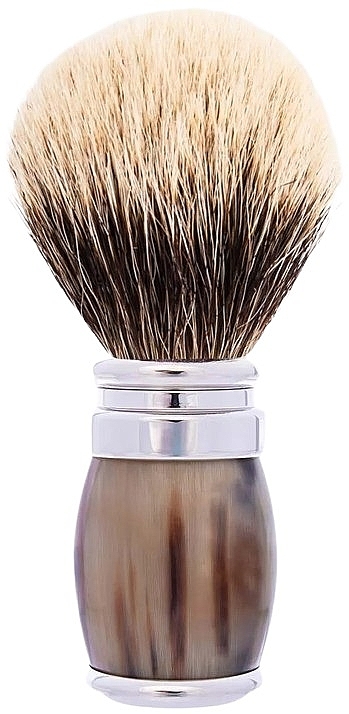 Pędzel do golenia - Plisson Horn And Chrome Finish & European Grey Shaving Brush — Zdjęcie N1