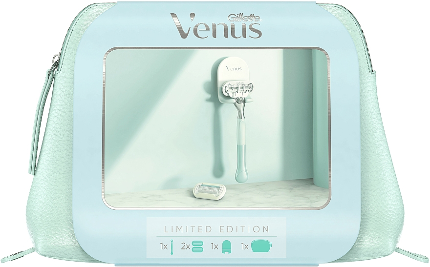 Zestaw - Gillette Venus Extra Smooth Sensitive (razor/1pcs + refil/2pcs + case + pouch) — Zdjęcie N1