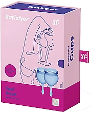 Zestaw kubeczków menstruacyjnych, niebieski - Satisfyer Feel Good Menstrual Cup Dark Blue — Zdjęcie N2