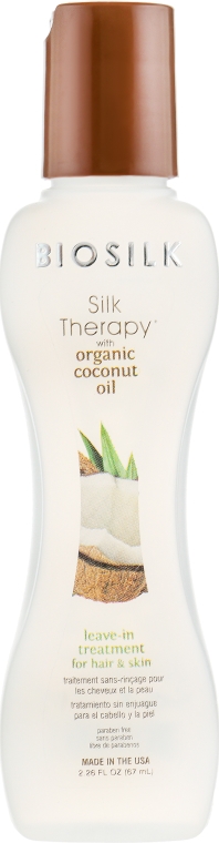 Kuracja do włosów i skóry z organicznym olejem kokosowym - BioSilk Silk Therapy With Organic Coconut Oil Leave In Treatment For Hair & Skin — Zdjęcie N2