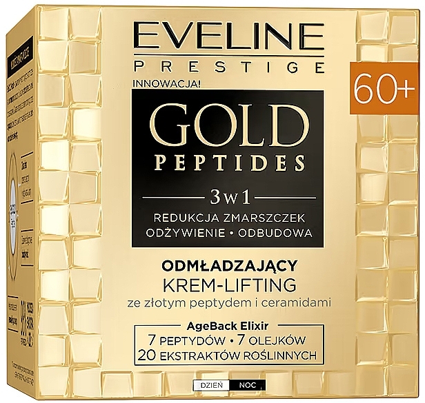 Odmładzający krem ​​liftingujący 60+ - Eveline Cosmetics Gold Peptides  — Zdjęcie N2