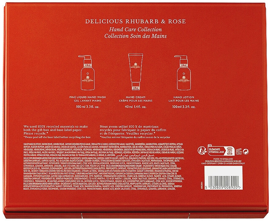 Molton Brown Delicious Rhubarb & Rose Hand Care Gift Set - Zestaw (h/soap/100 ml + h/cr/40 ml + h/lot/100 ml) — Zdjęcie N3
